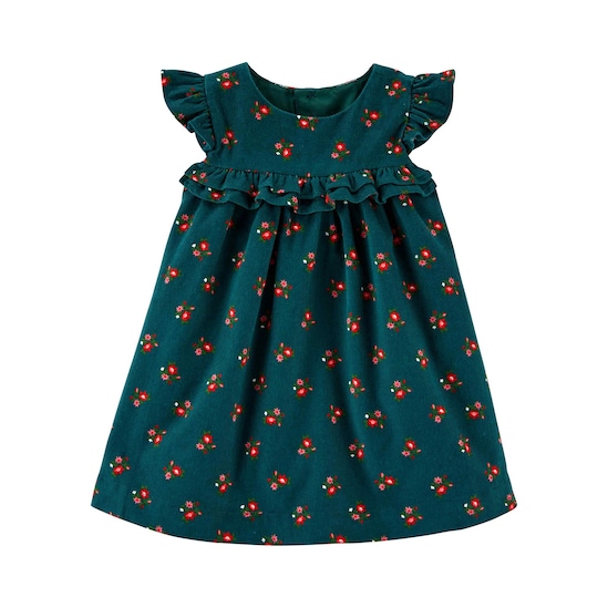 Conjunto 2 Peças Vestido + Calcinha Veludo Carter's - Verde Escuro