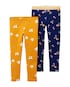 Kit Calça Legging Infantil 2 Peças Floral Carter's - Amarelo/Azul