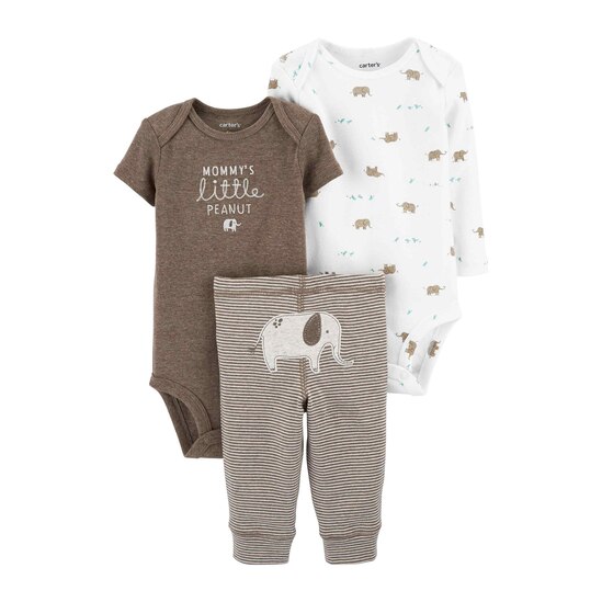 Conjunto Bebê 3 Peças Carter´s Mommy's Little Peanut - Branco/Marrom