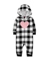 Macacão Bebê Fleece Xadrez Capuz Carter's - Branco/Preto