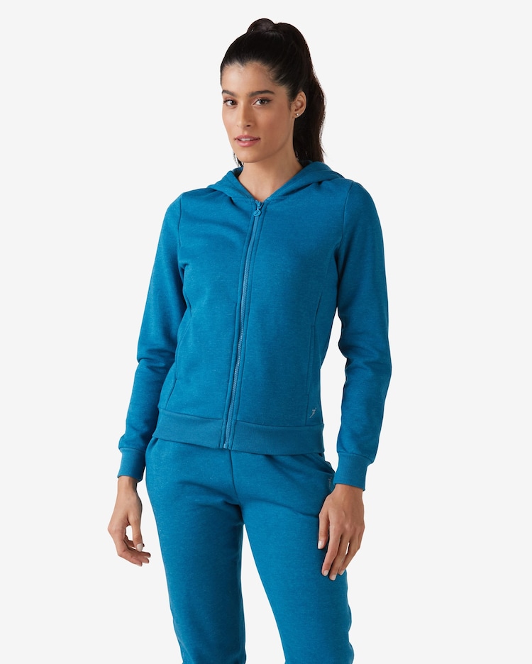 Riachuelo Jaqueta de Moletom Feminina com Capuz Azul Body Work