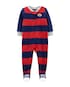 Macacão Pijama Infantil Fleece Listras Football Carter's - Azul/Vermelho