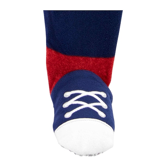 Macacão Pijama Infantil Fleece Listras Football Carter's - Azul/Vermelho