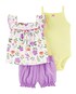 Conjunto Bebê Carter´s 3 Peças Summer - Amarelo/Branco/Lilás