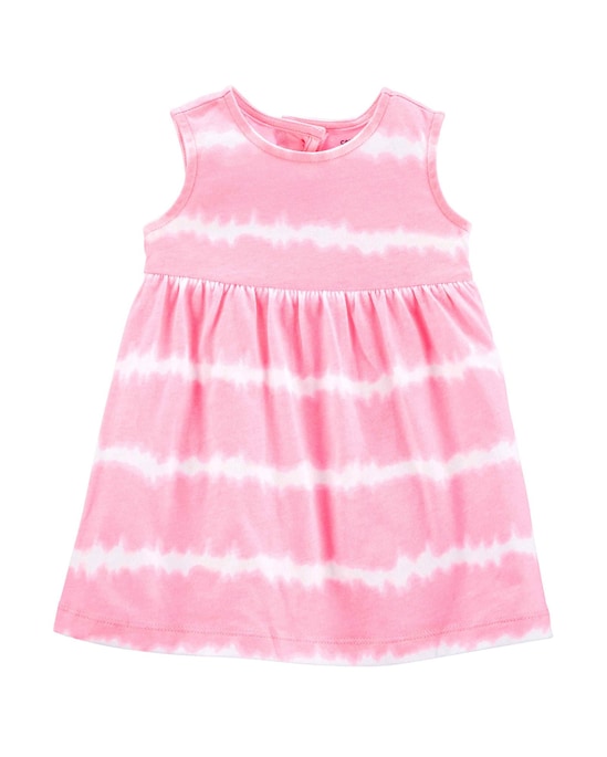 Kit Vestido Bebê Carter´s Listrado Tie Dye + Calcinha - Branco/Rosa