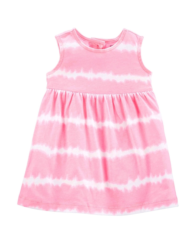 Kit Vestido Bebê Carter´s Listrado Tie Dye + Calcinha - Branco/Rosa