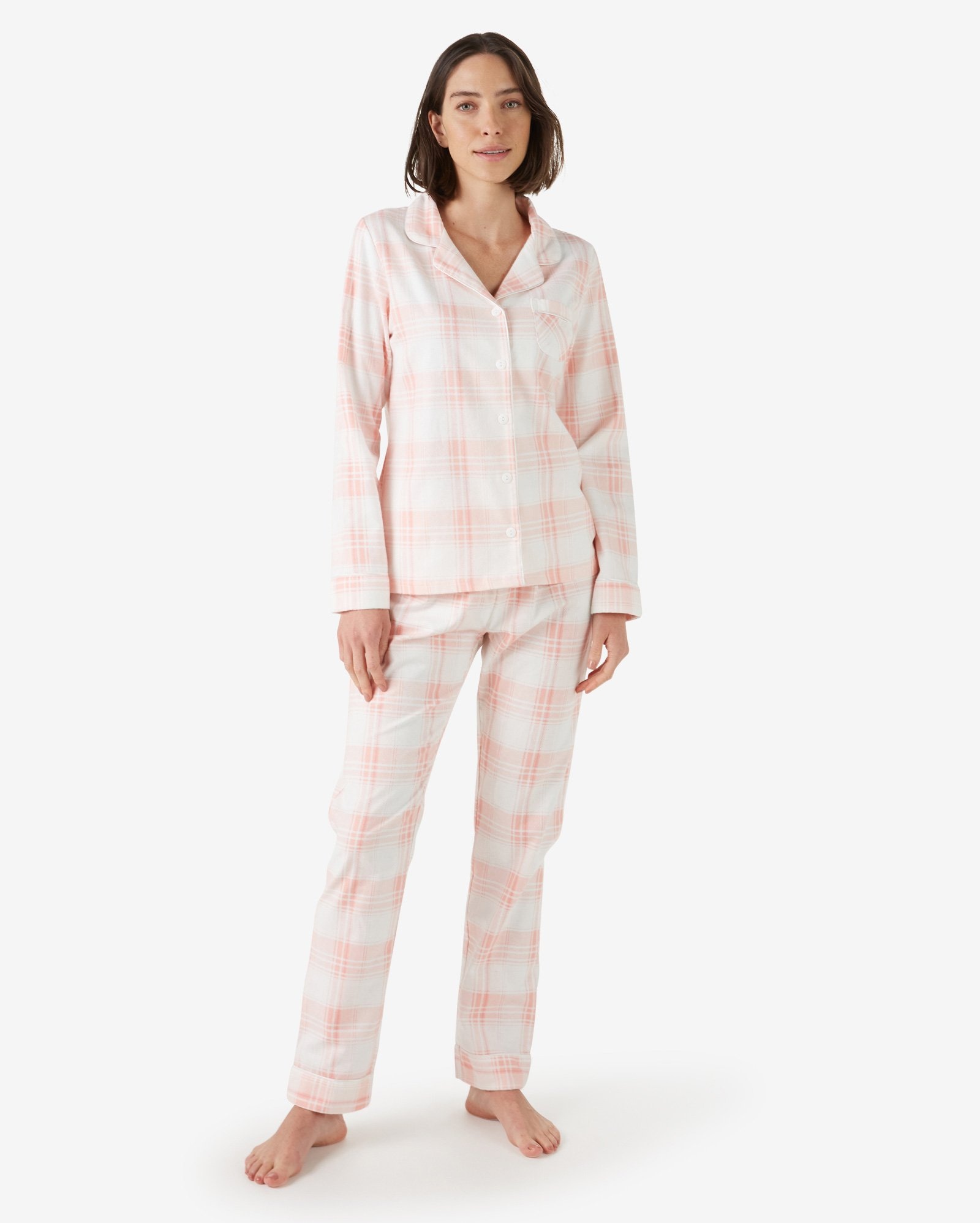 Pijama Feminino Meia Estação Xadrez com Calça Flare