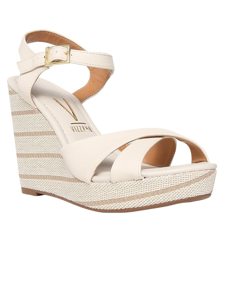 Riachuelo Sandália Plataforma Anabela Pelica Tiras Vizzano Branco