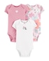 Kit Body Bebê 3 Peças Poá Floral Carter's - Branco/Rosa