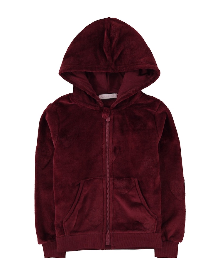 Riachuelo Casaco Infantil com Capuz Bolso Canguru Plush Bordô