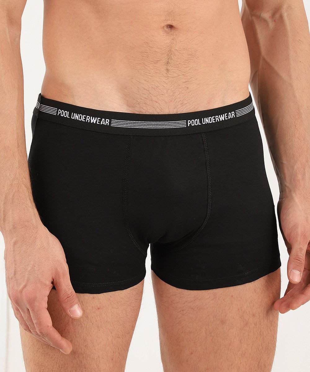 Kit cueca boxer 5 peças cós elástico preto | Pool
