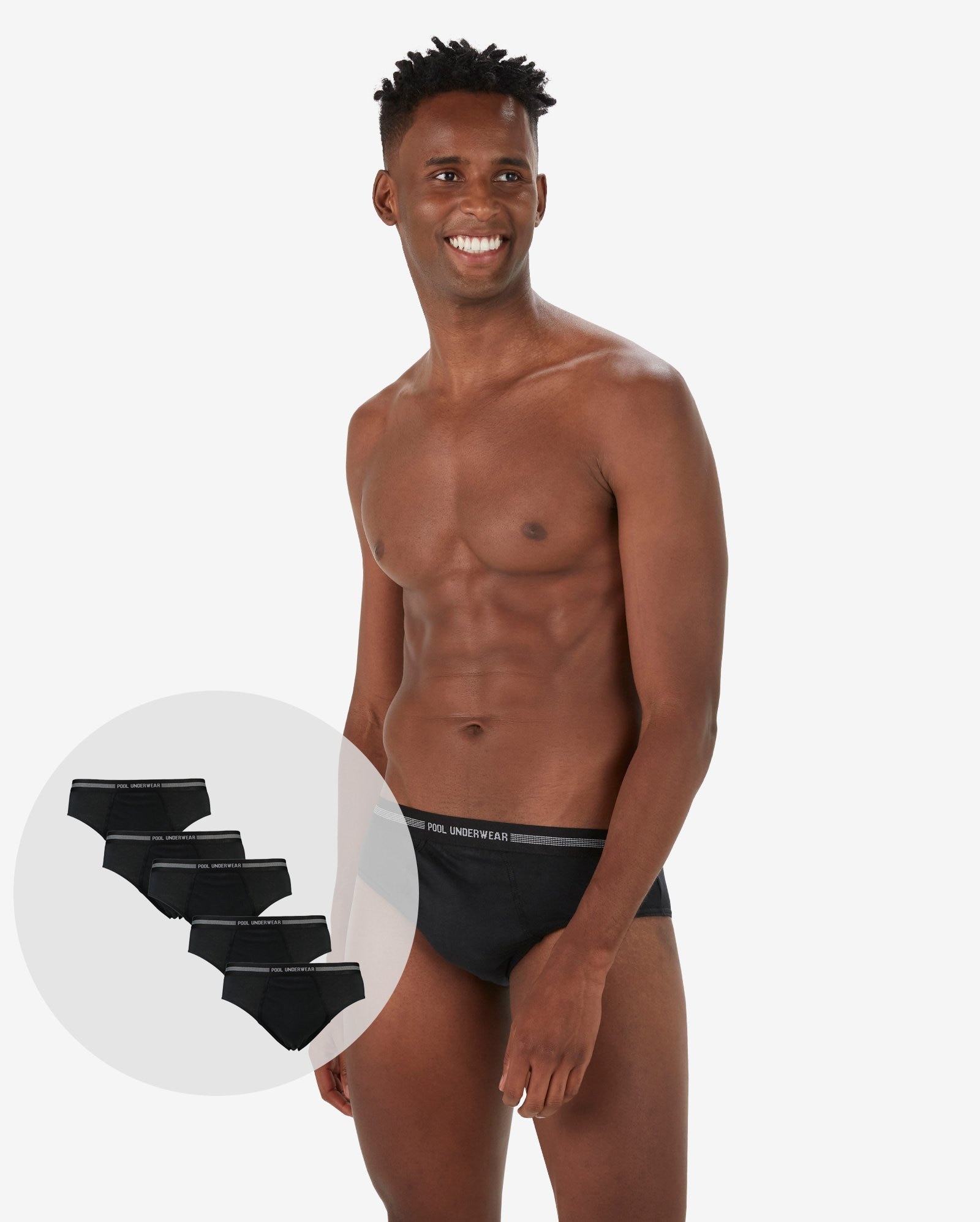 Kit Cueca com 5 Peças Slip Algodão Preto Pool by Riachuelo