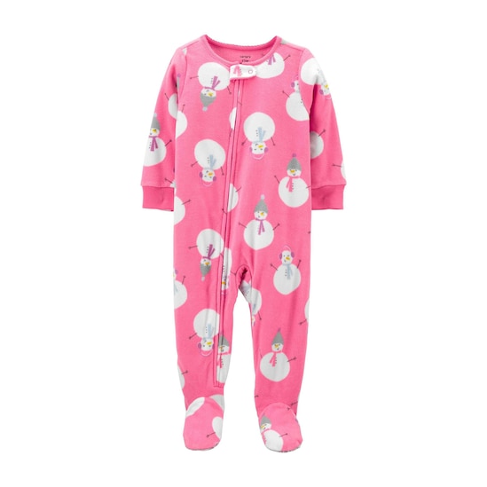 Macacão Pijama Infantil Fleece Boneco de Neve Carter's - Rosa Claro