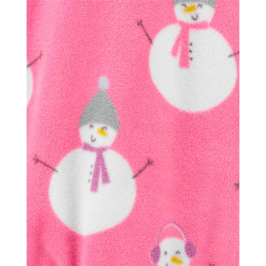 Macacão Pijama Infantil Fleece Boneco de Neve Carter's - Rosa Claro