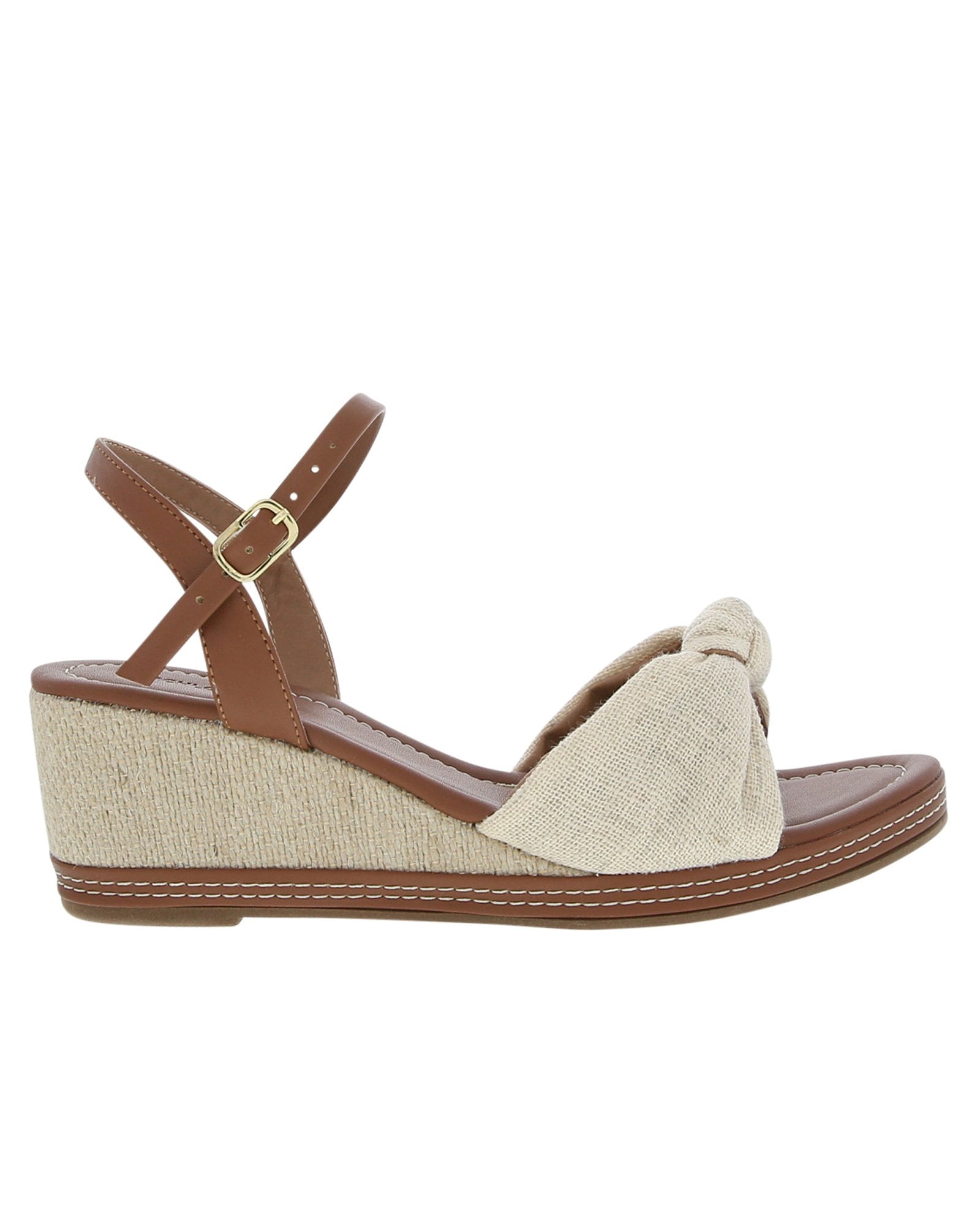 Sandália Anabela Nó Marfin salto baixo corda - GiselaCosta