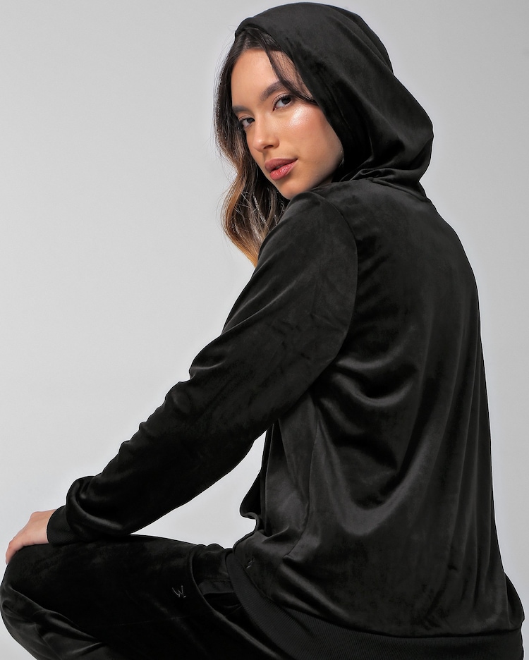 Riachuelo Jaqueta Esportiva Feminina Capuz Plush Preto Body Work