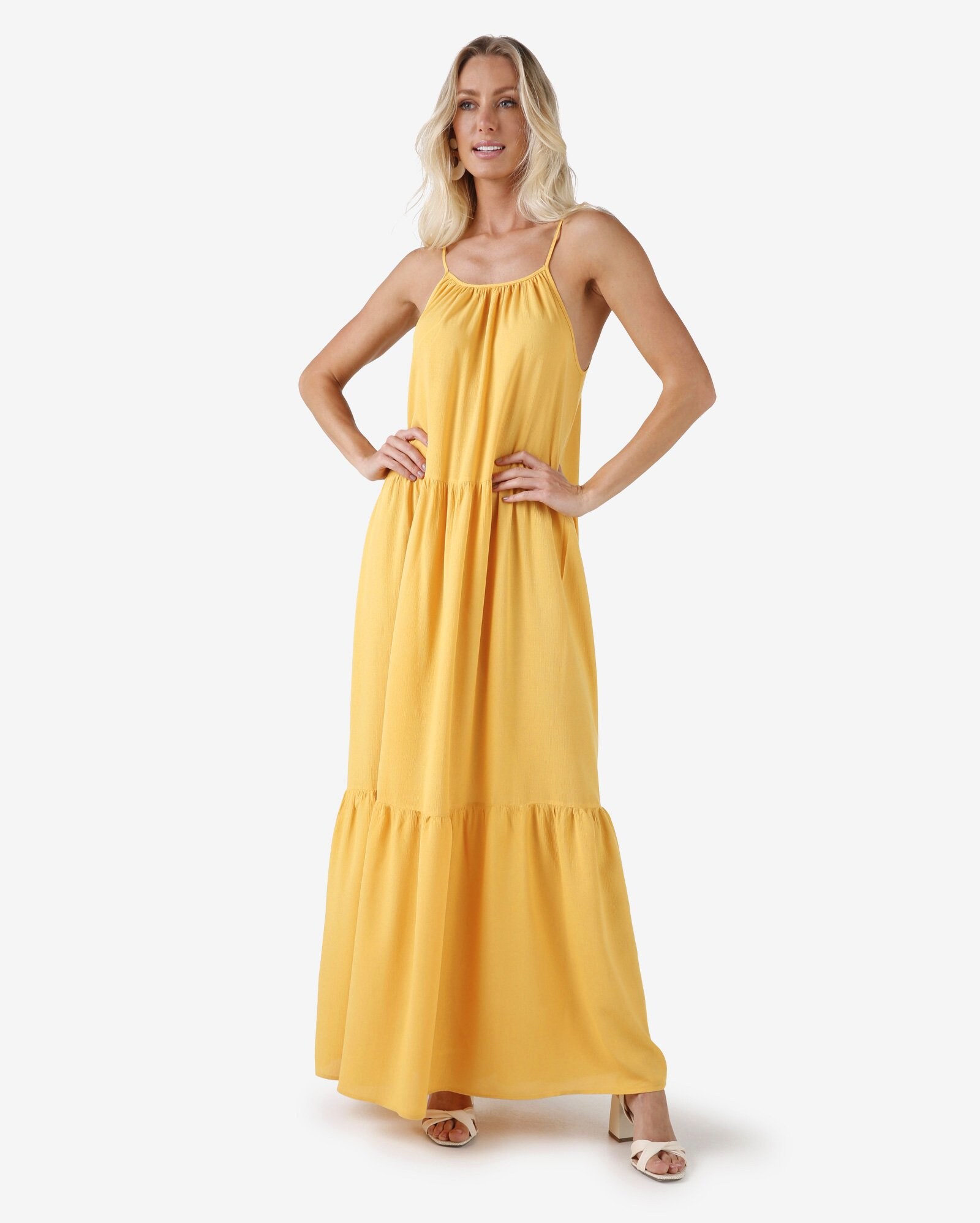 Riachuelo | Vestido Longo Feminino Três Marias Amarelo AK by Riachuelo