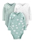Kit Body Bebê Carter´s 3 Peças Clouds - Azul/Branco