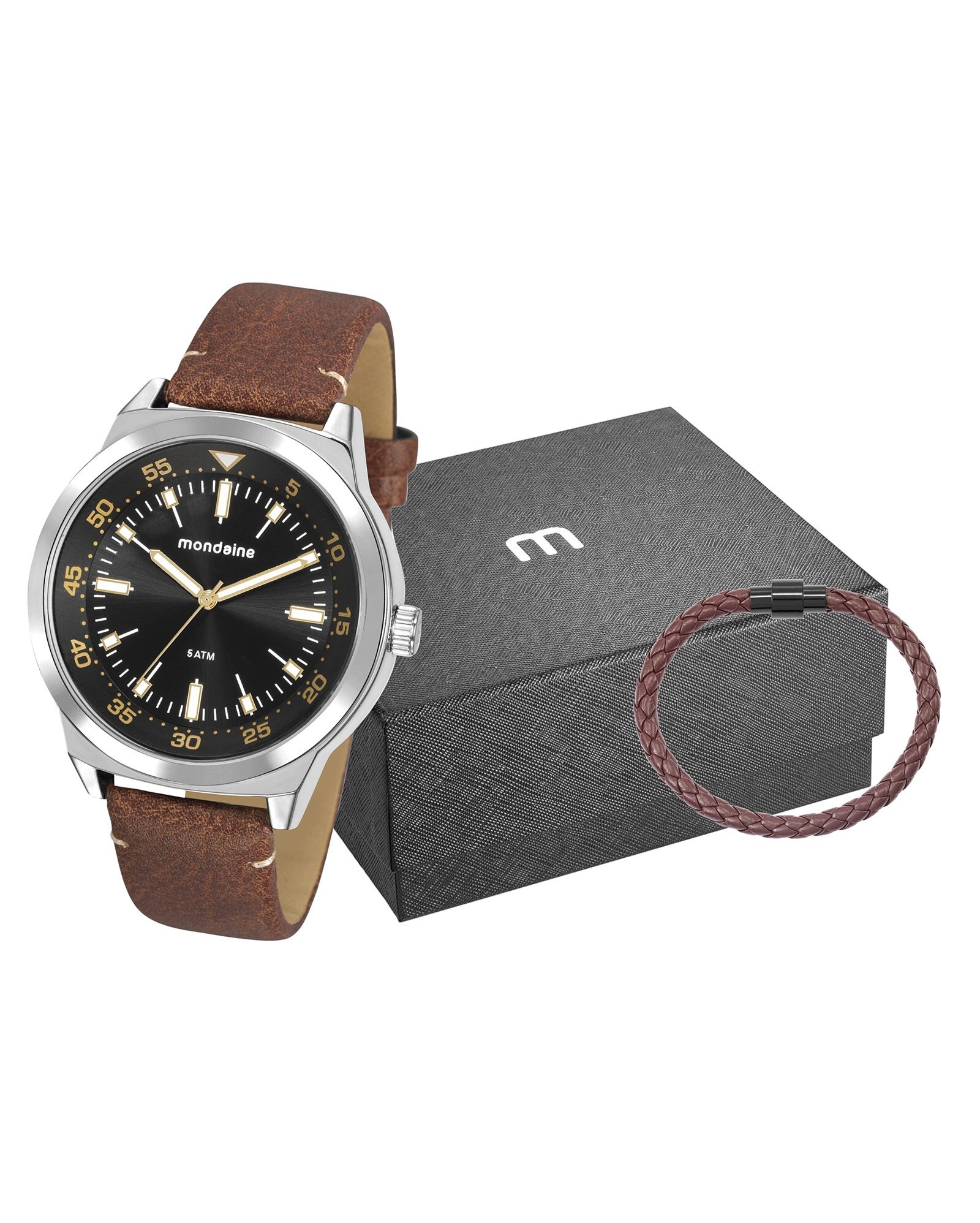 relogio mondaine marrom masculino