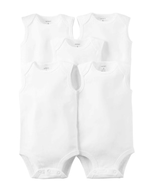 Kit body bebê 5 peças regata branco | Carter's