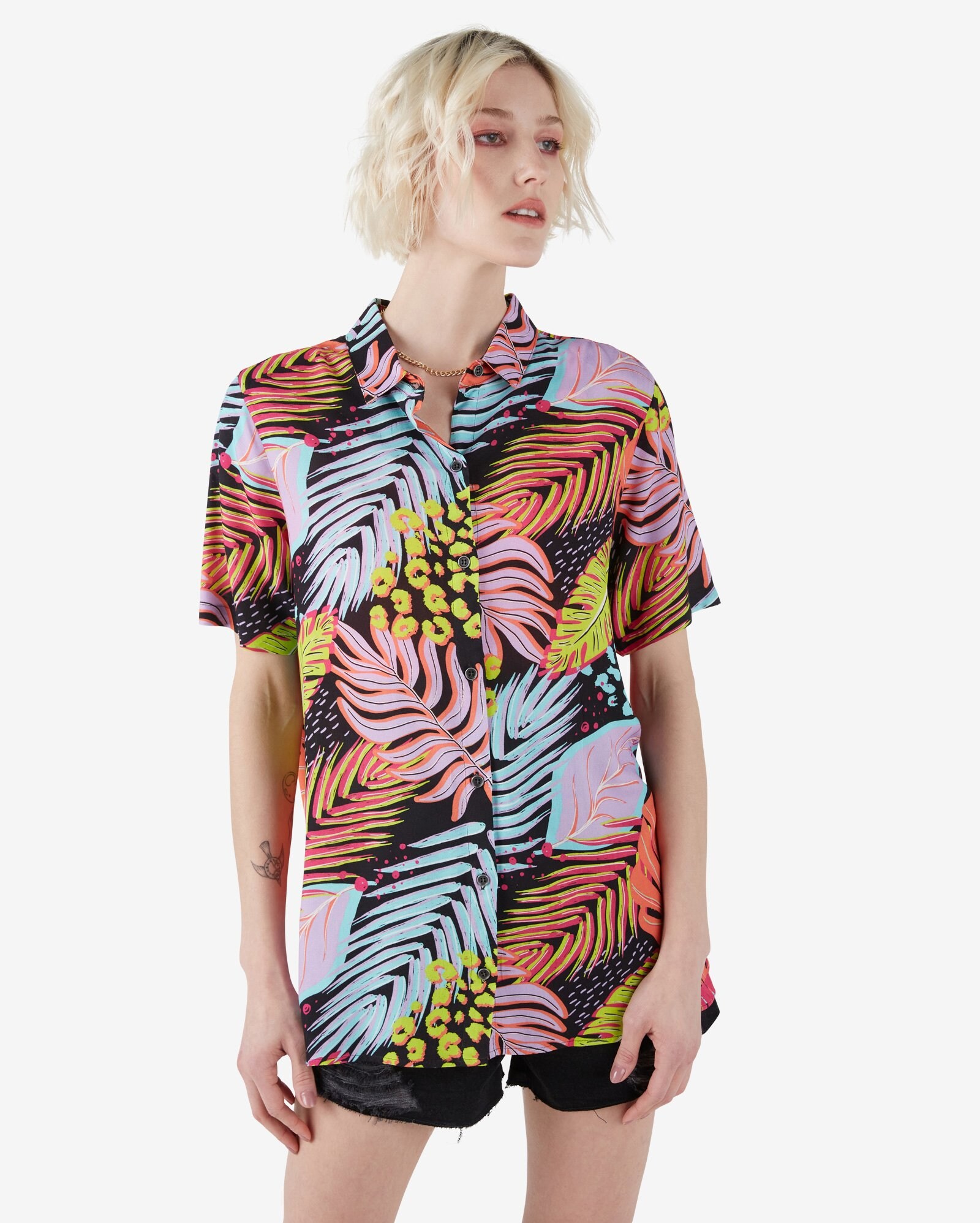 camisa feminina viscose manga curta