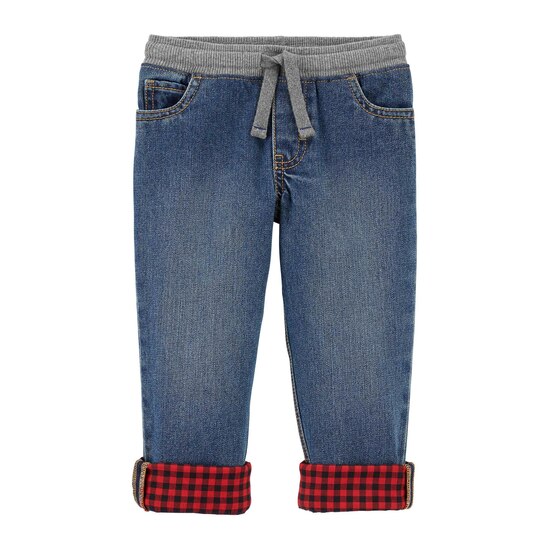 Calça Jeans Infantil Carter´s Barra Xadrez - Denim Claro