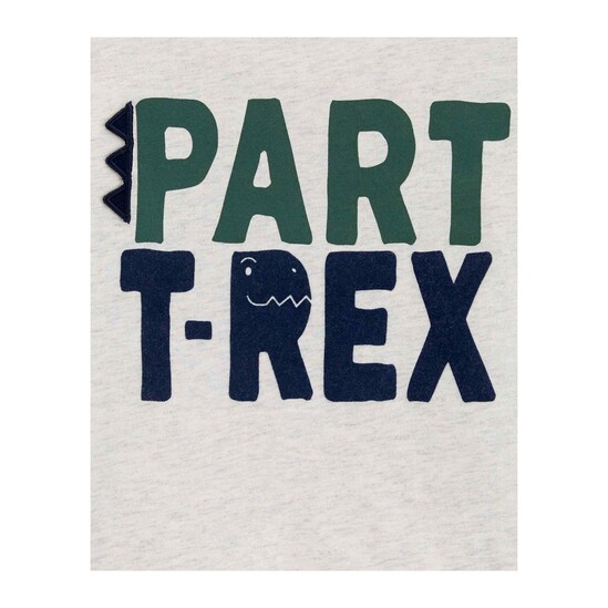 Camiseta Infantil Manga Curta Carter's Part T-Rex Cinza Mescla Tam 2 a 5