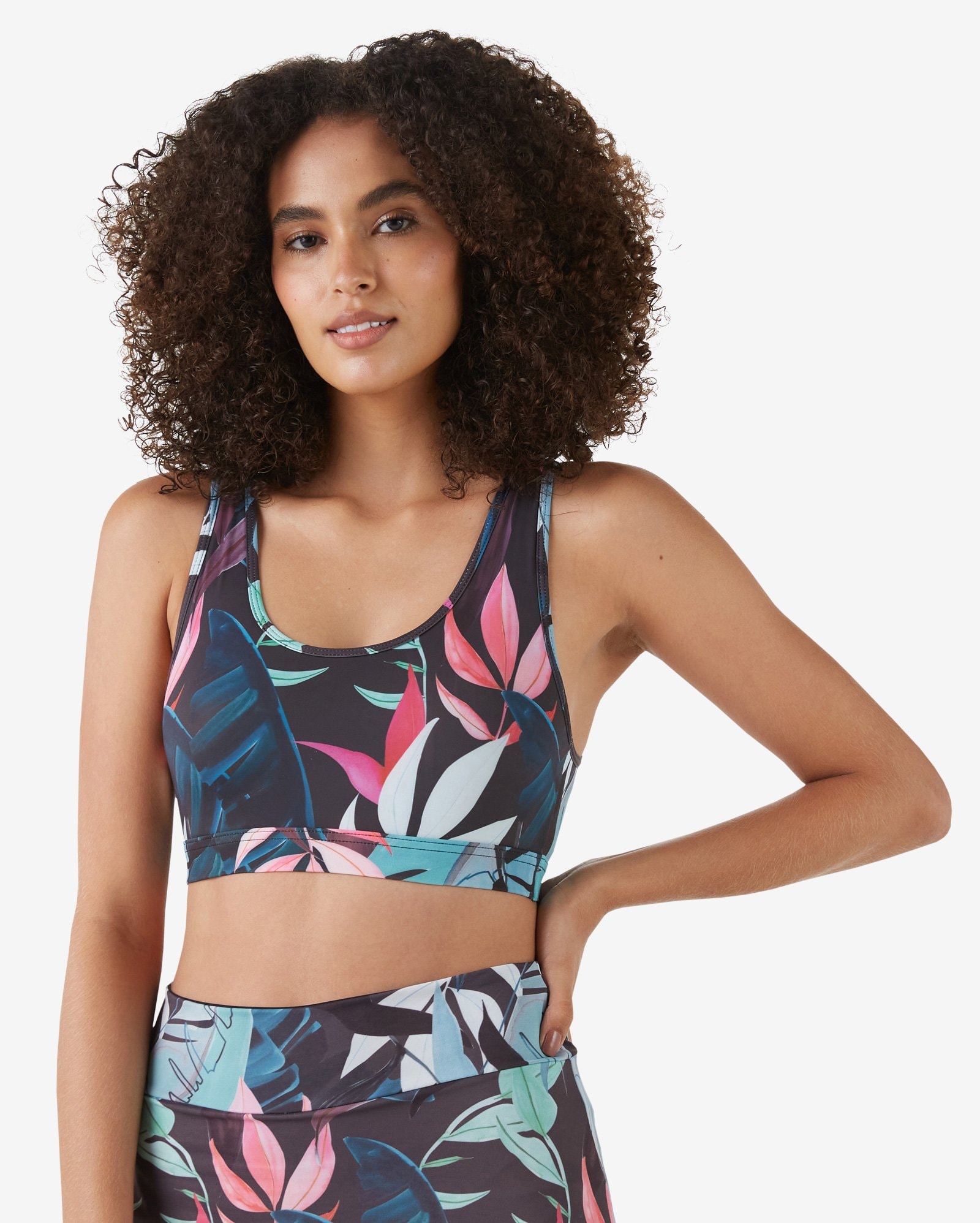 Riachuelo | Top Esportivo Feminino Floral Preto Body Work by Riachuelo