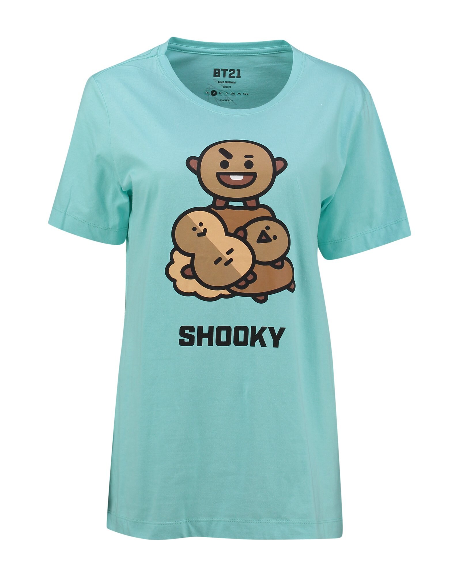 Riachuelo | Camiseta Manga Curta Shooky BT21 Malha Azul Riachuelo
