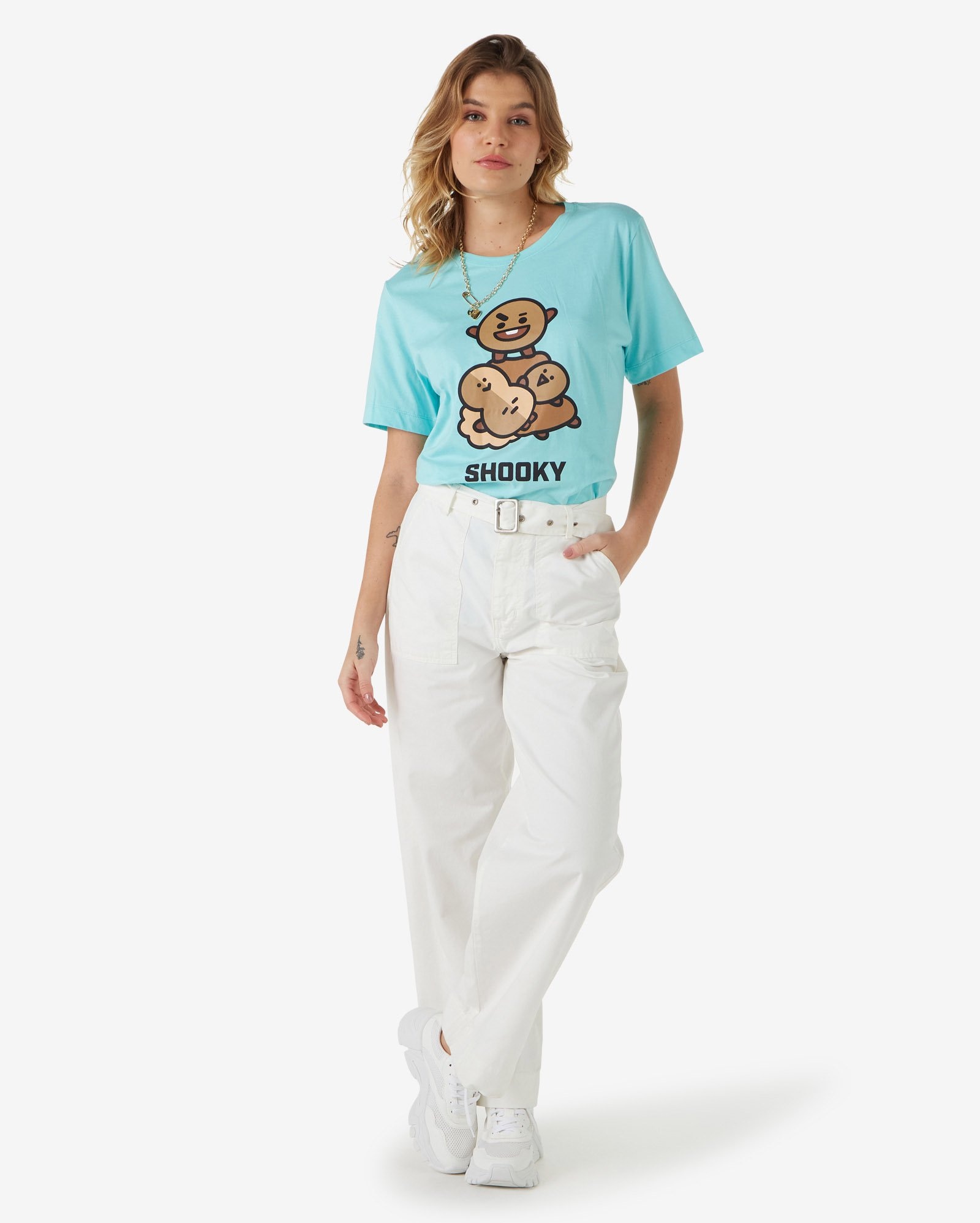 Riachuelo | Camiseta Manga Curta Shooky BT21 Malha Azul Riachuelo