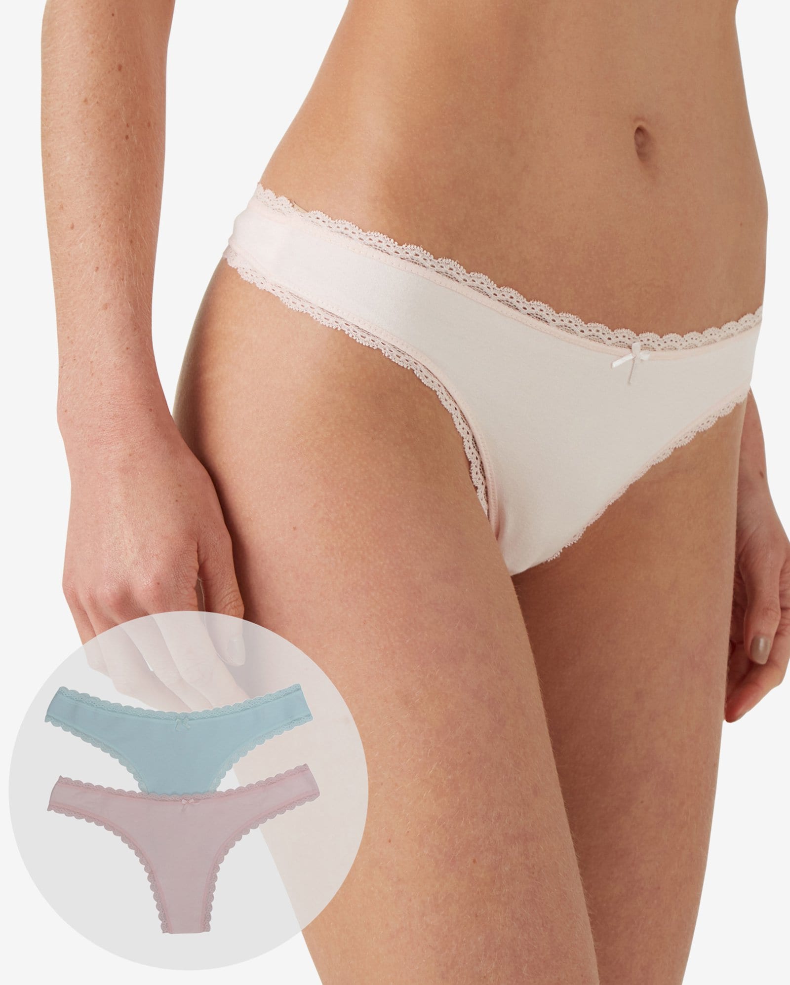 Riachuelo | Kit Calcinha Fio Dental 2 Peças Renda Rosa Claro/Azul Bebê