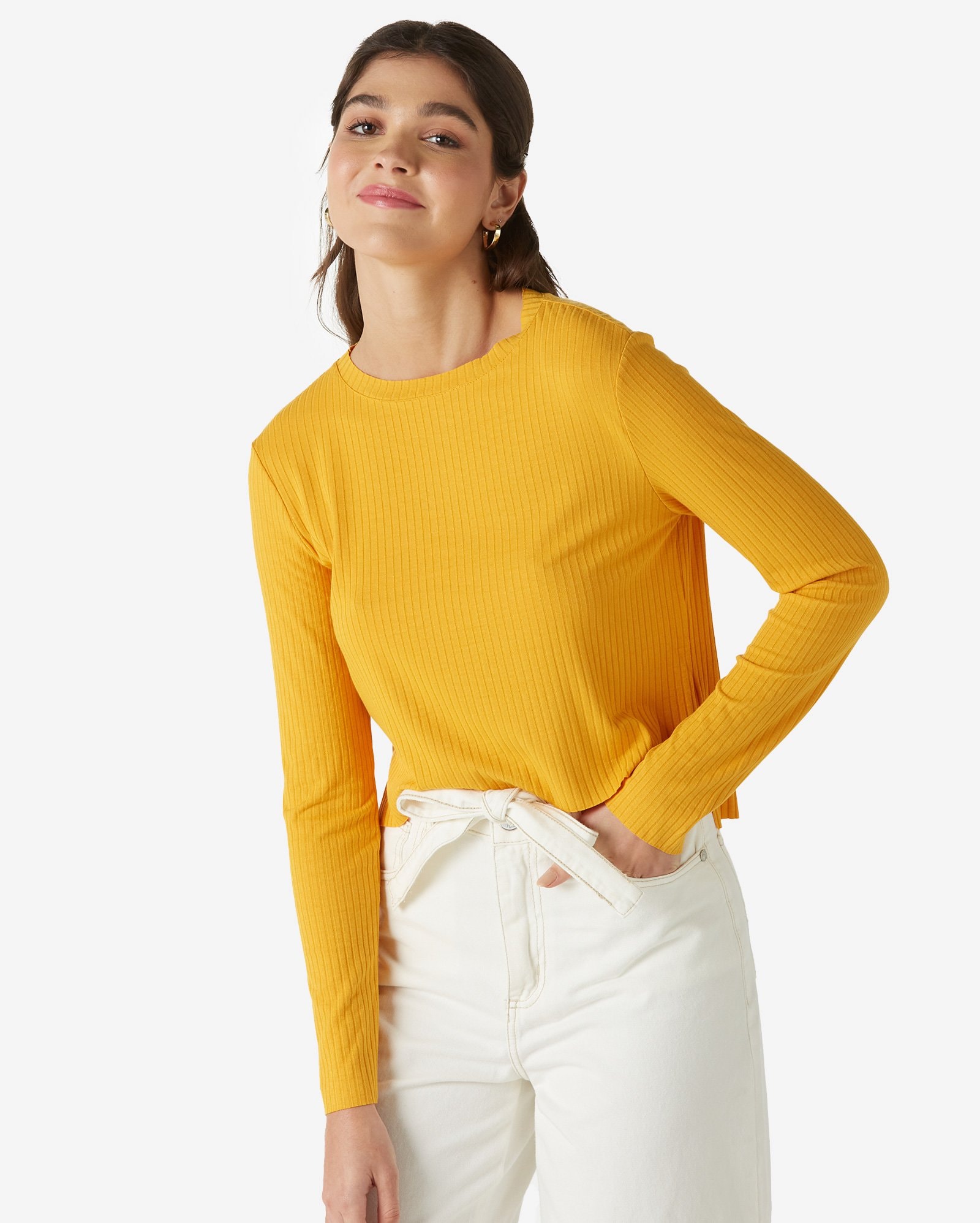 blusa mostarda feminina