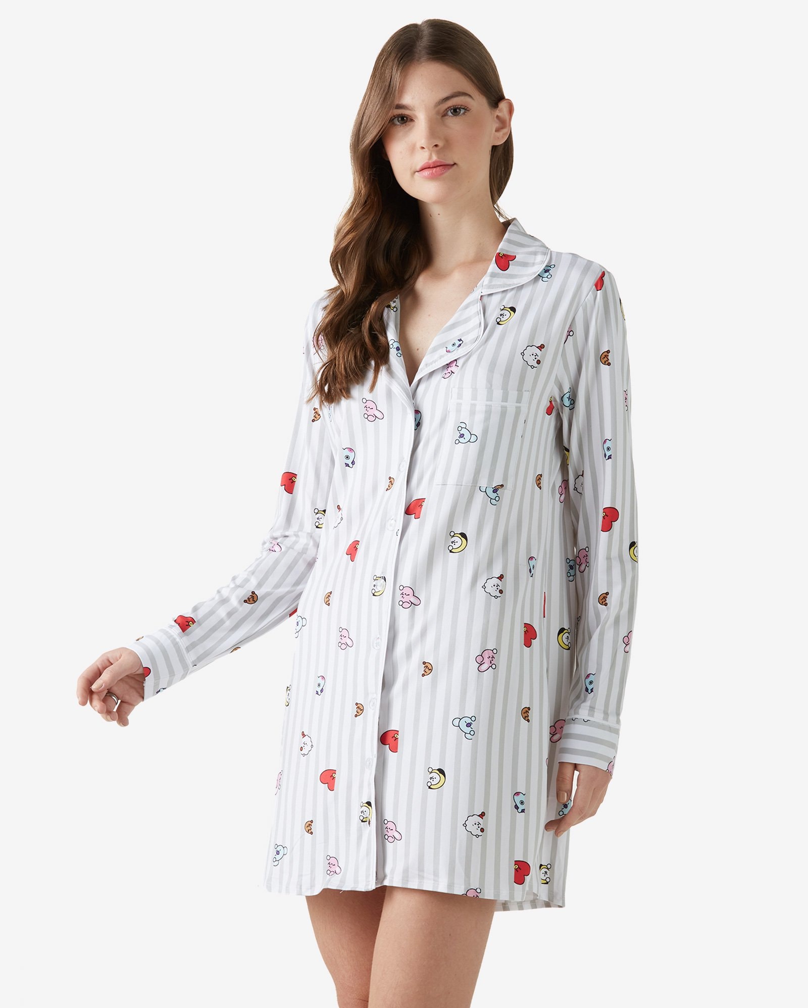 Riachuelo | Camisola Curta Feminina Manga Longa Listrada BT21 Branco  Riachuelo