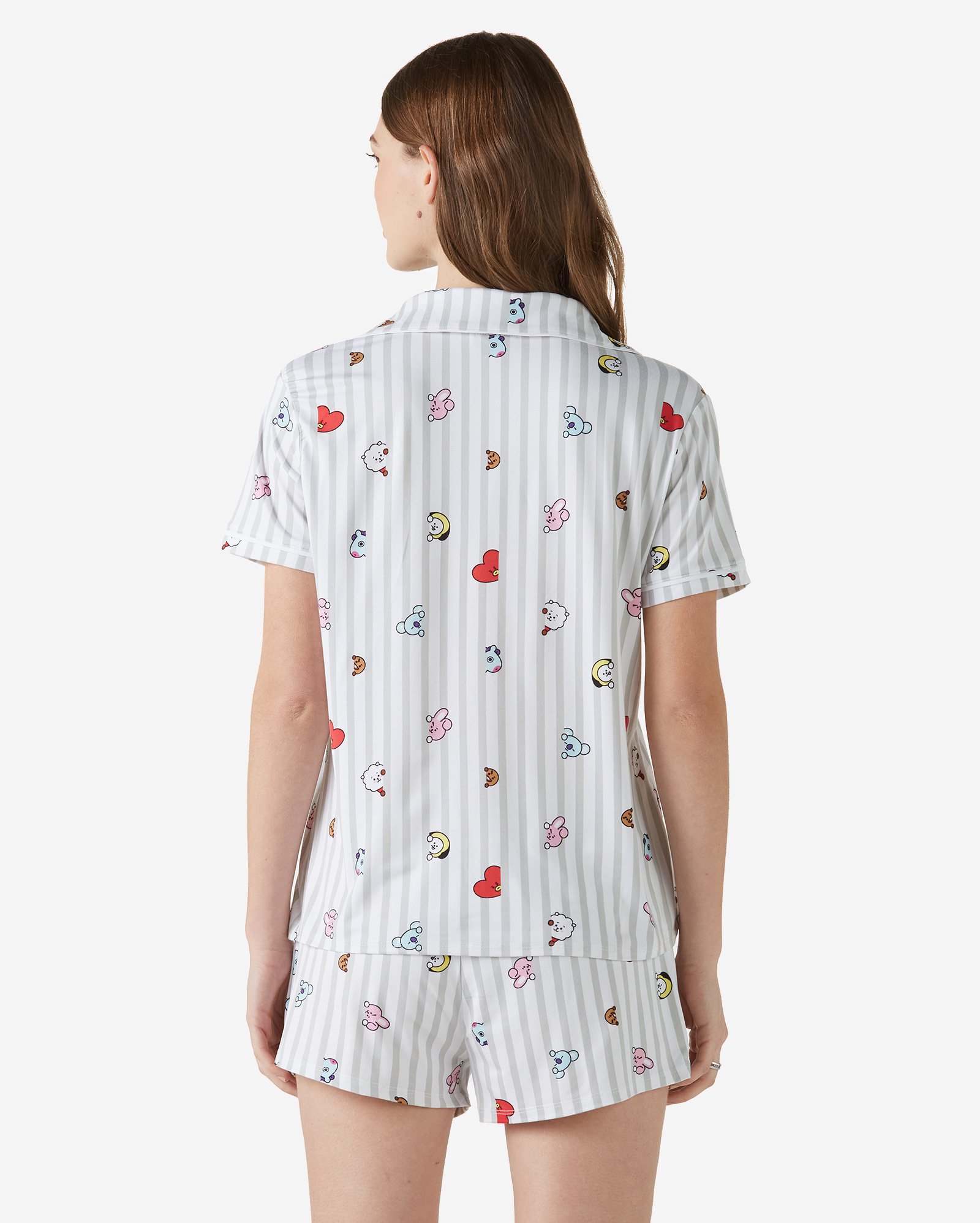 Riachuelo | Pijama Curto Feminino Listrado BT21 Branco Riachuelo