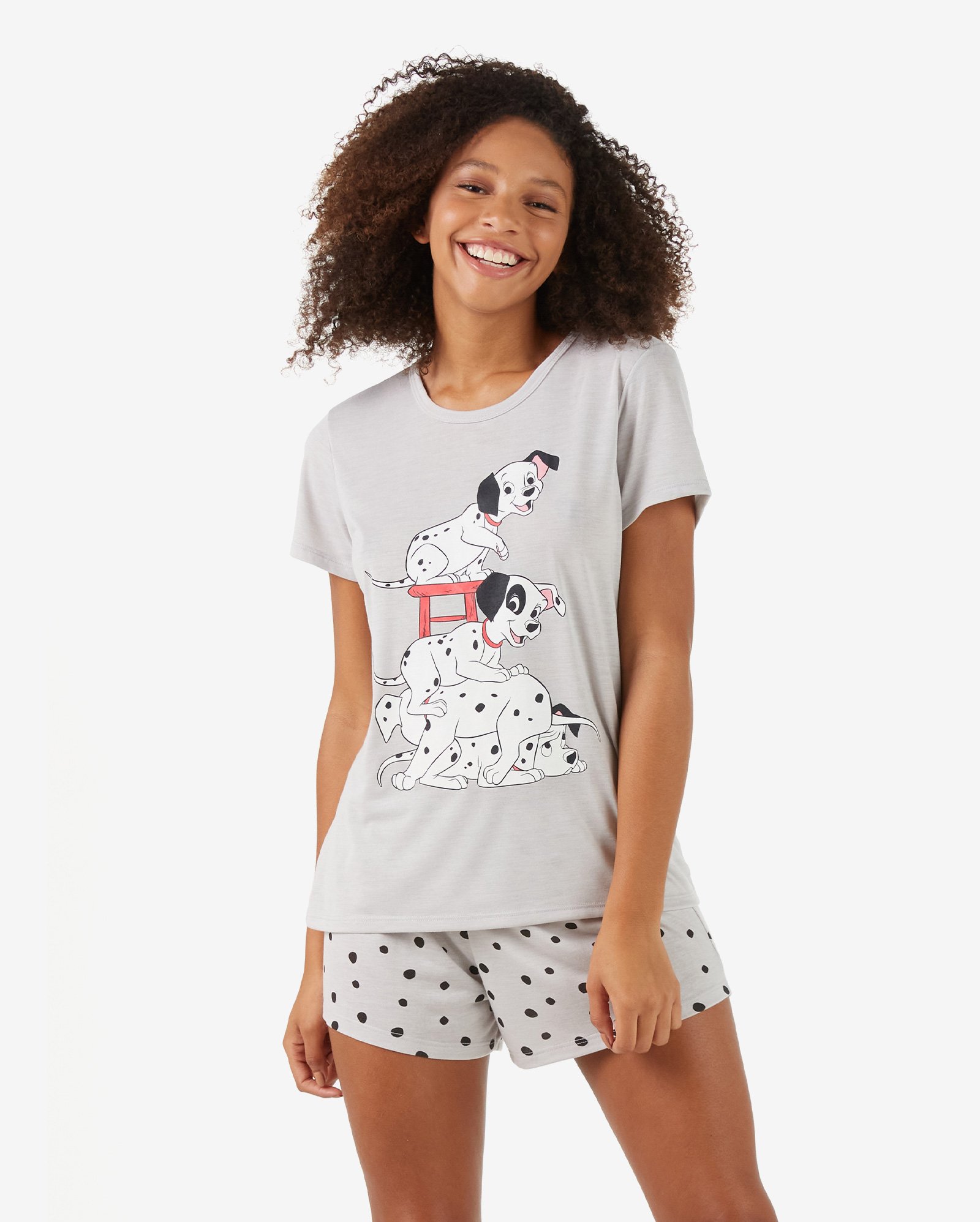 Riachuelo | Pijama Feminino Curto 101 Dálmatas Cinza Claro Riachuelo