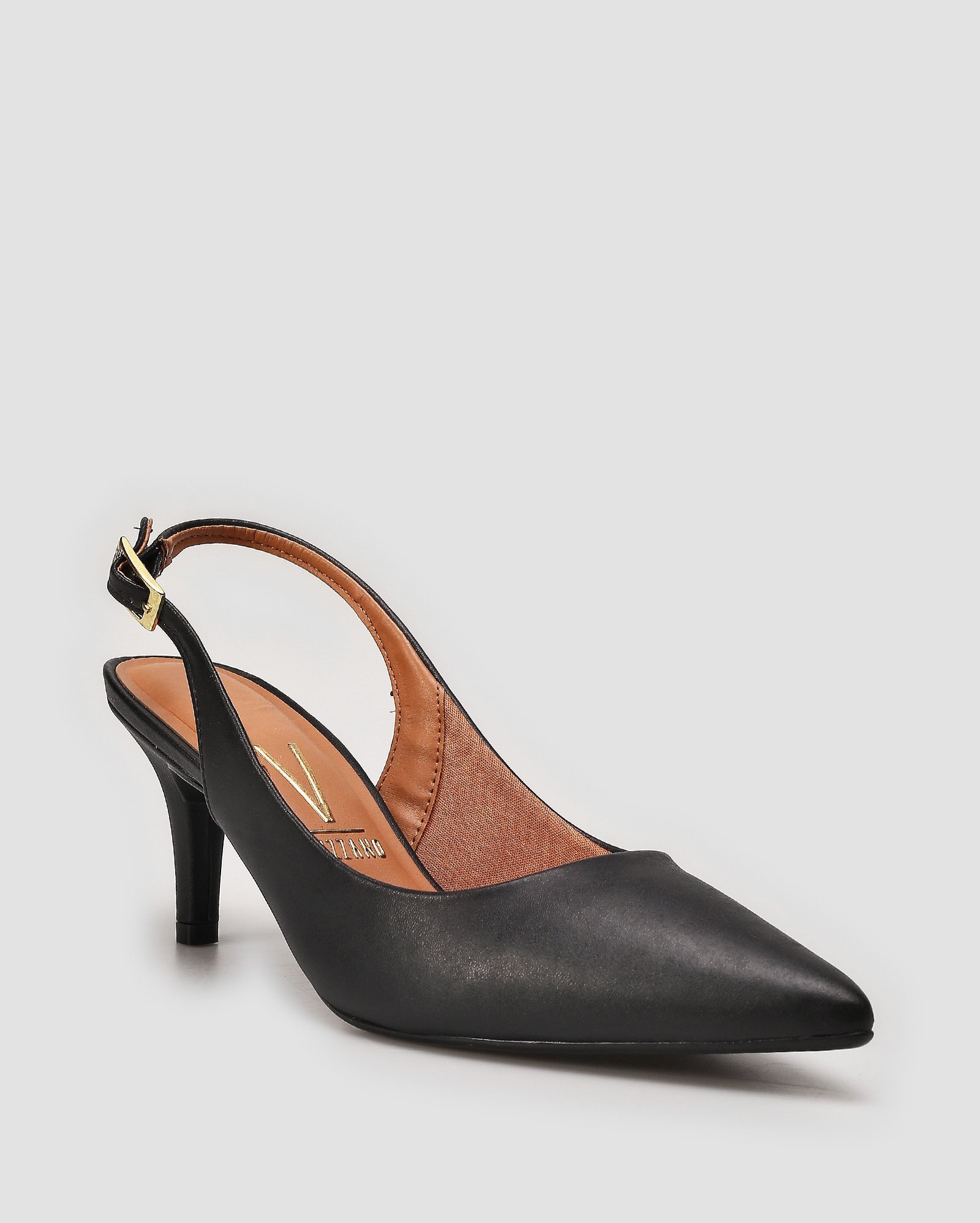 Sapato slingback salto médio fino - Preto | Vizzano