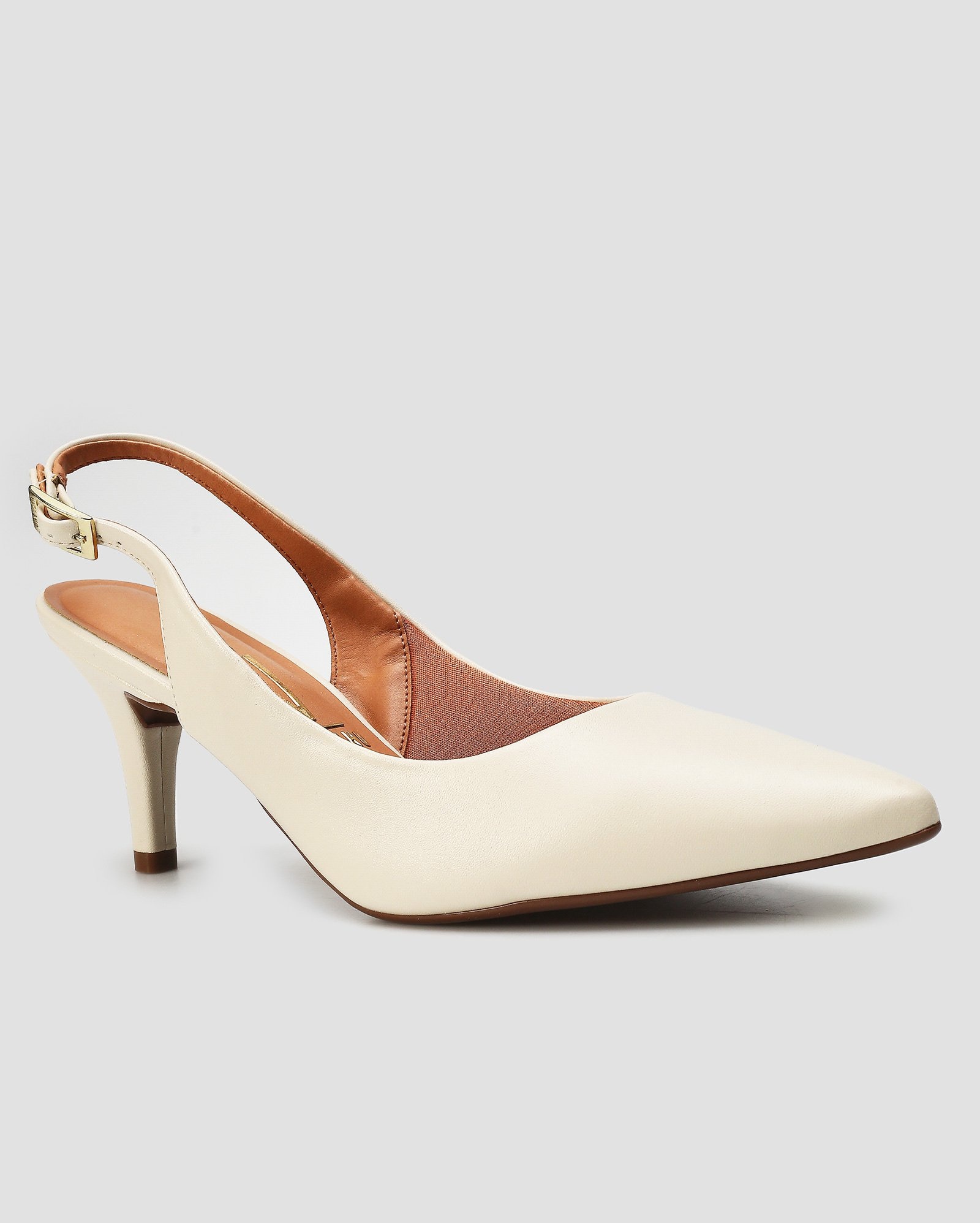 Sapato slingback salto médio fino - Branco | Vizzano