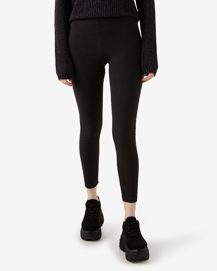 Riachuelo Calça Legging Juvenil Malha Canelada Preto Tam 10 a 16