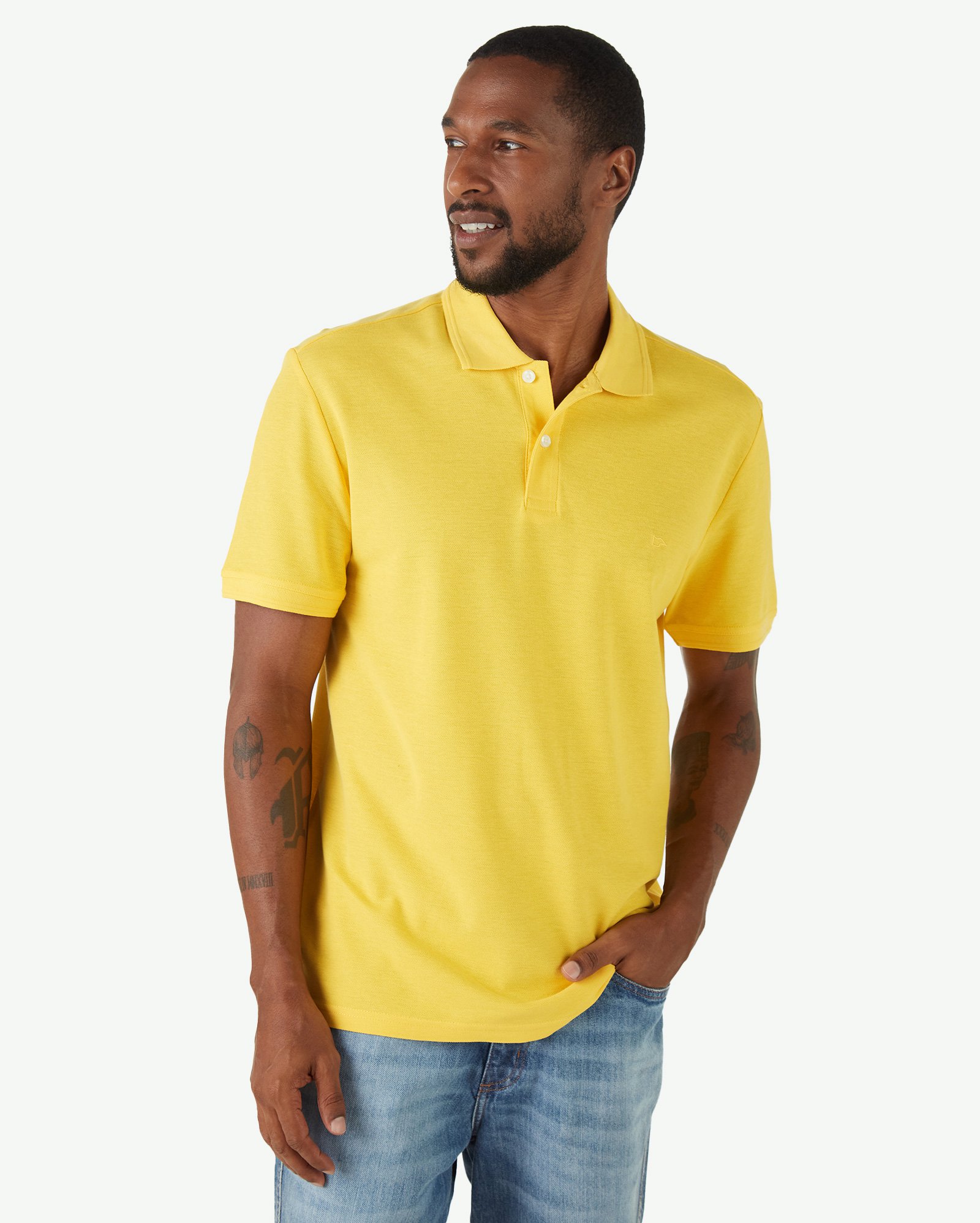 Riachuelo | Polo masculina Legacy minimalista amarela | Pool Basics