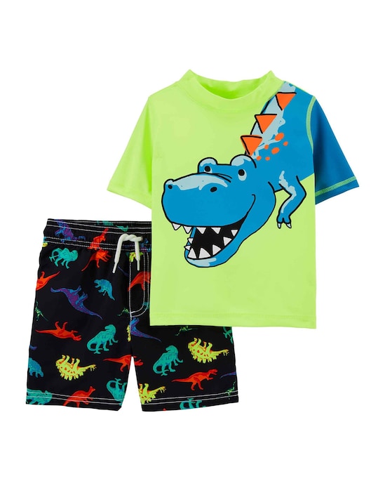 Conjunto Praia Infantil Carter´s 2 Peças Dinos Verde/Preto