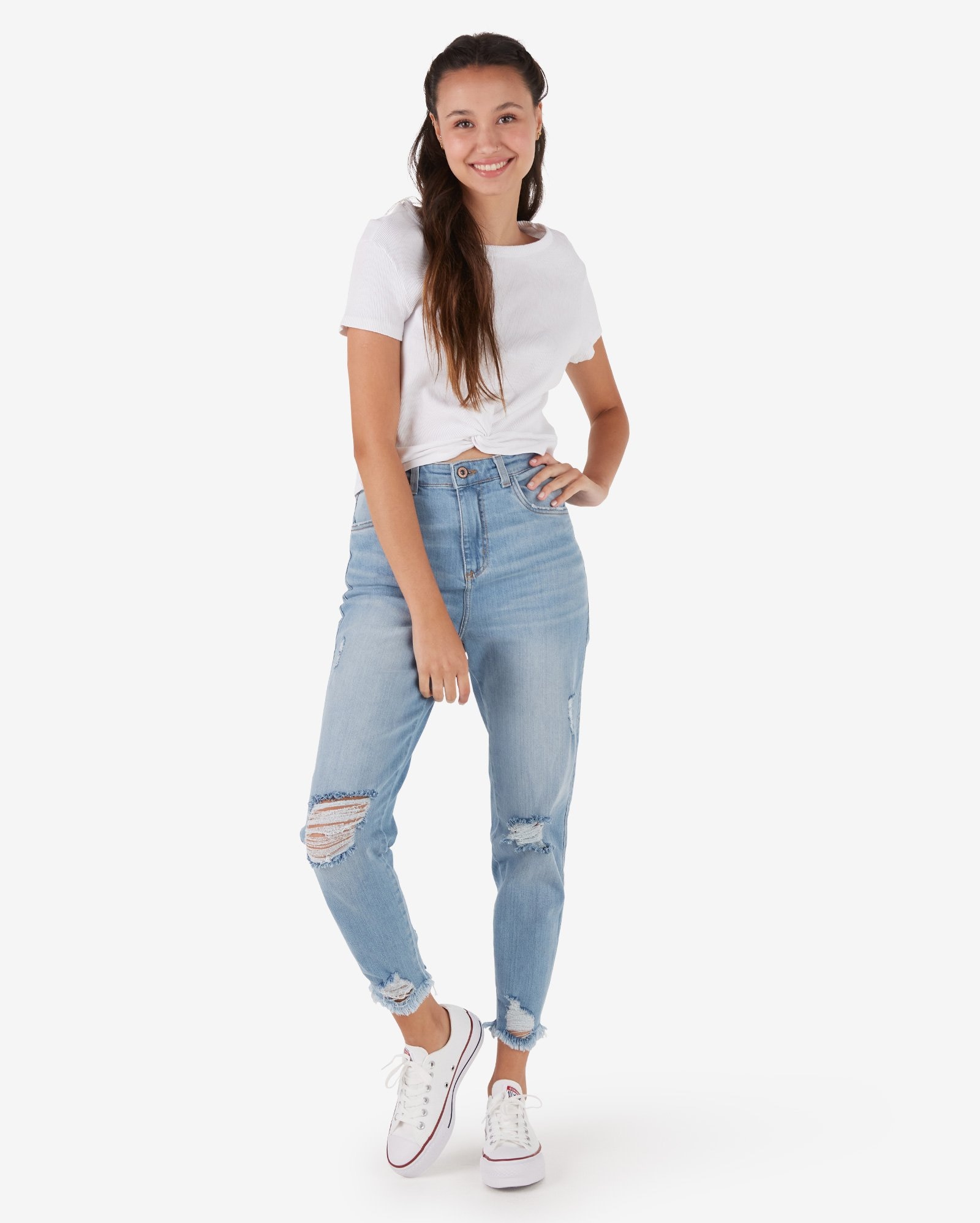 Riachuelo | Calça Jeans Juvenil Mom Ripped Denim Claro Tam 10 a 16
