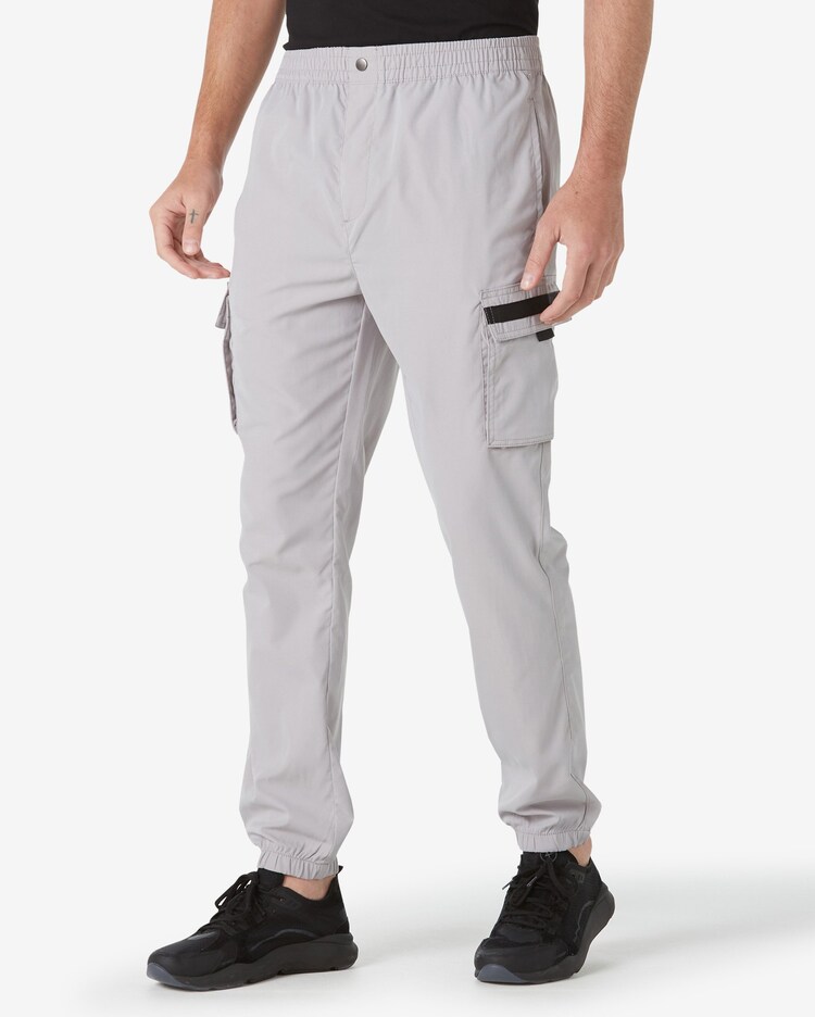 Riachuelo Calça Masculina Cargo Cós Elástico Tactel Cinza Claro