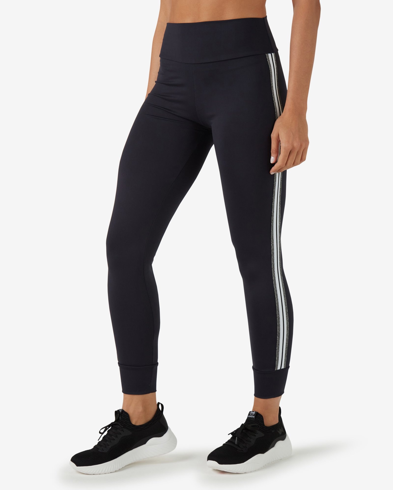 Riachuelo | Calça Legging Feminina Esportiva Listras Punho Preto Body Work  by Riachuelo