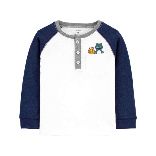 Camiseta Raglan Infantil Carter´s Monsters Branco Tam. 2 a 5 Anos