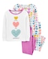 Kit Pijama Infantil Carter´s 4 Peças Love My Jammies Branco Tam. 2 a 5 Anos