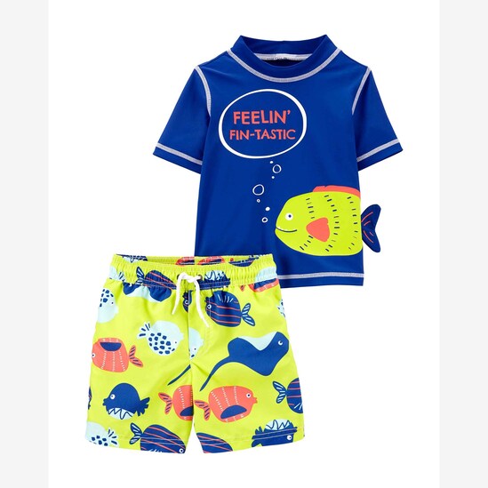 Conjunto de Praia Infantil Carter´s 2 Peças Feeling Fin-Tastic Azul/Amarelo