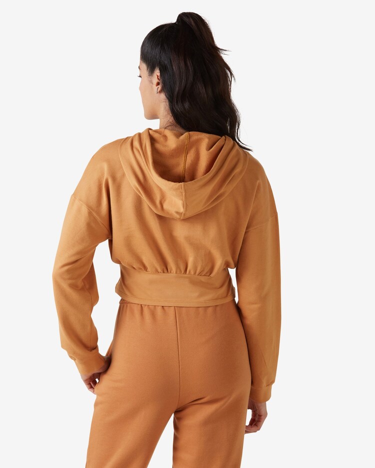 Riachuelo Blusa de Moletom Feminina Capuz Marrom Caramelo Pool