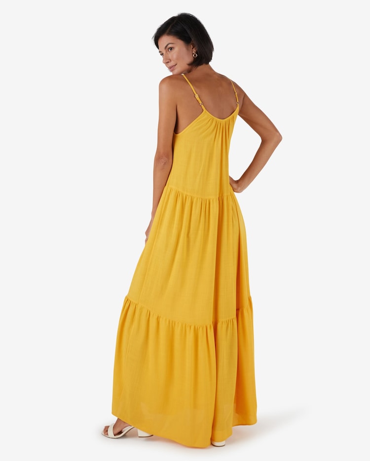Riachuelo Vestido Longo Feminino Alças Finas Viscose Amarelo AK - Main Image