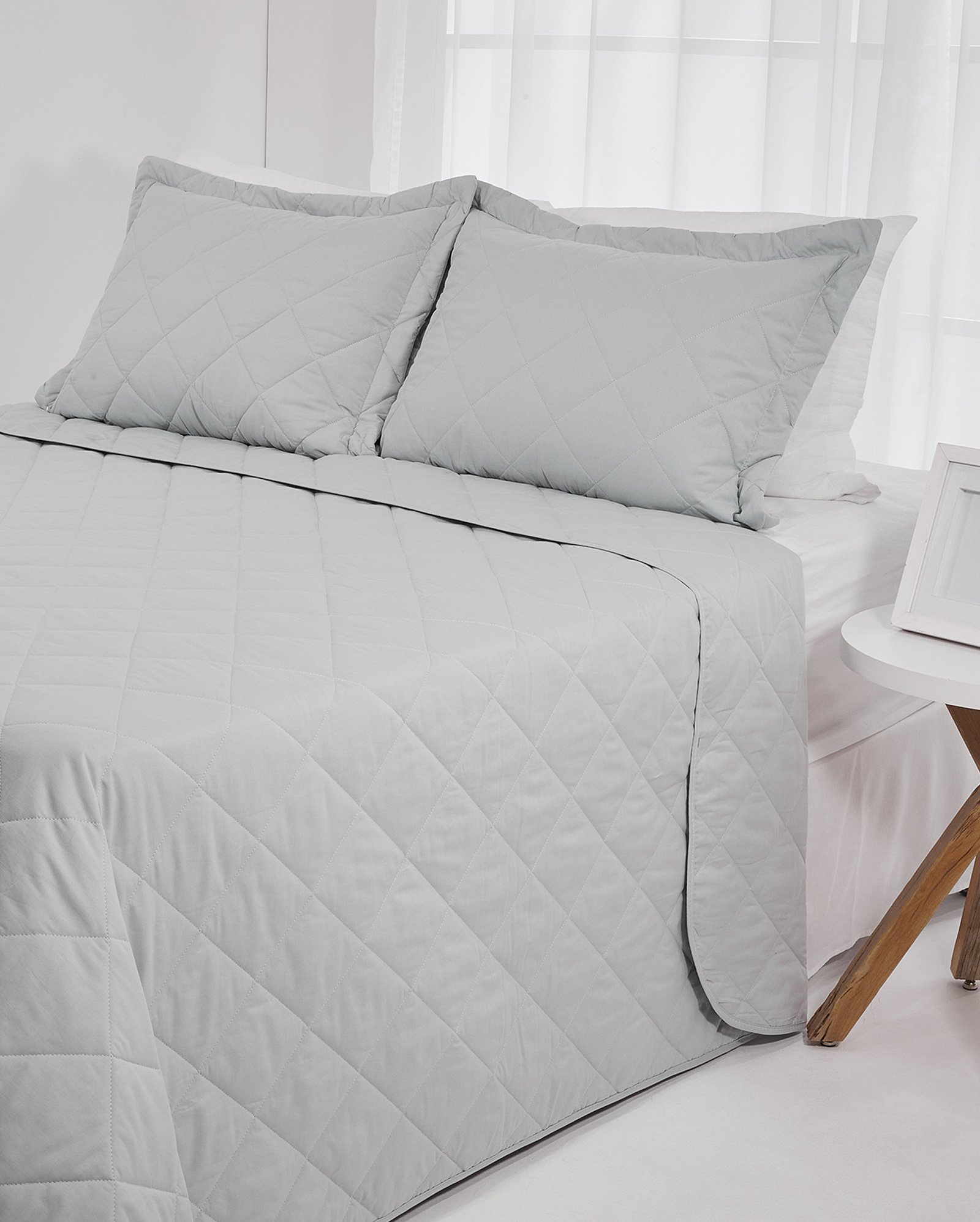 Riachuelo Kit Colcha Queen Percal AK Home Cinza