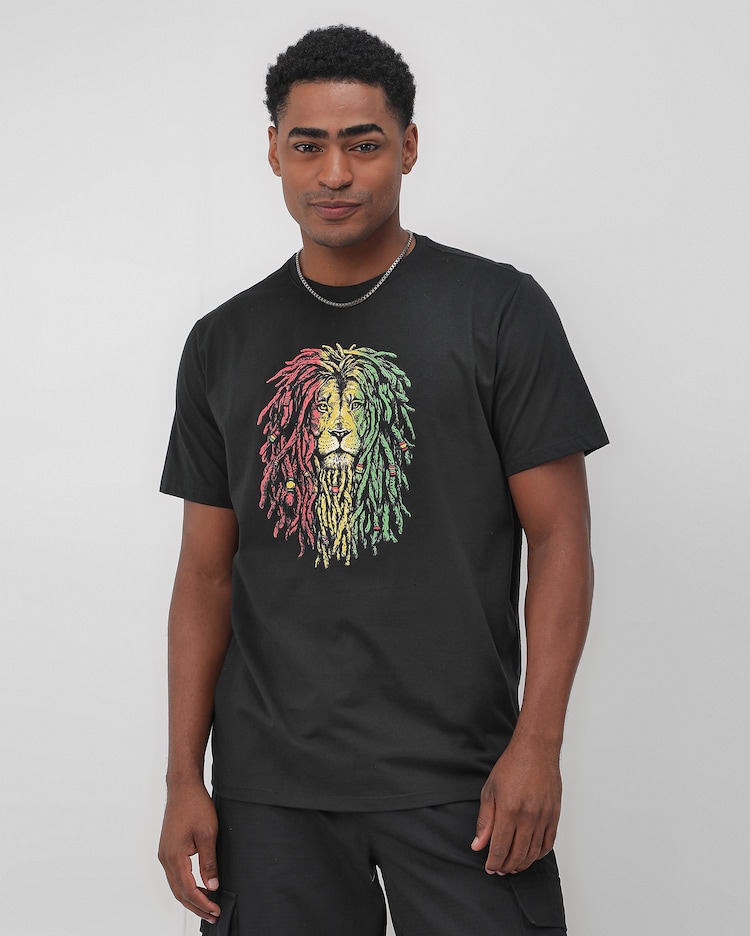 Riachuelo Camiseta manga curta masculina estampada leão preto